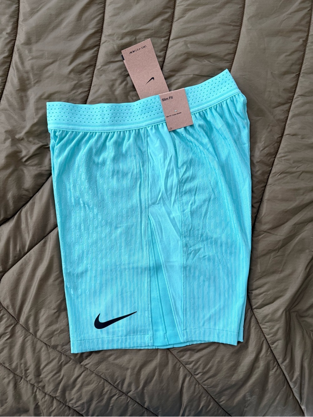 Nike ⚽️ Aqua textured Athletic Shorts with Black Swoosh